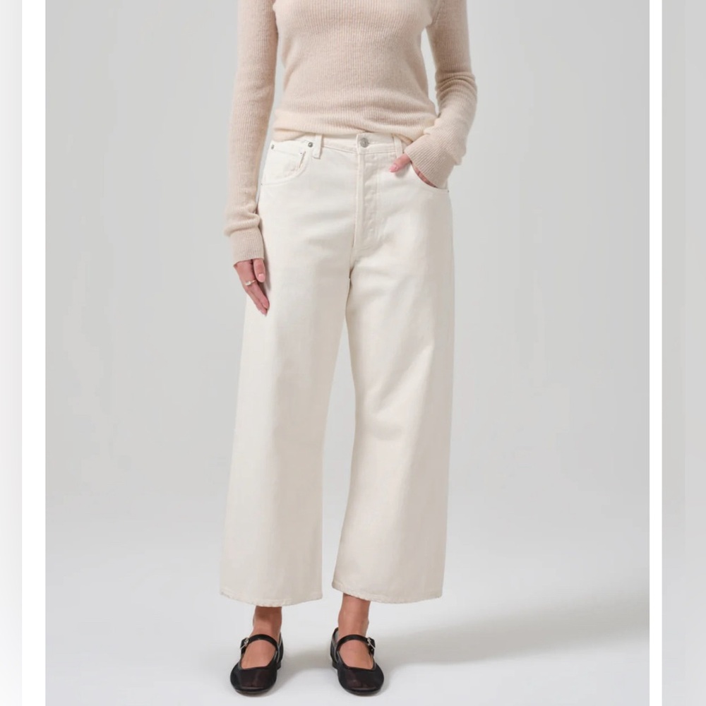 Citizens Of Humanity Wide Leg Cropped Jeans in Off-White